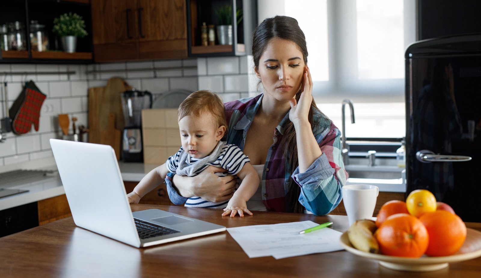 Mother Juggling Work and Family